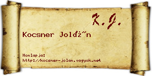 Kocsner Jolán névjegykártya