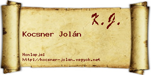 Kocsner Jolán névjegykártya