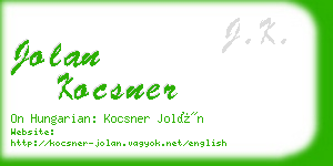 jolan kocsner business card